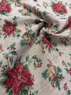 Gobelínová látka s lurexem béžová s ván.květem